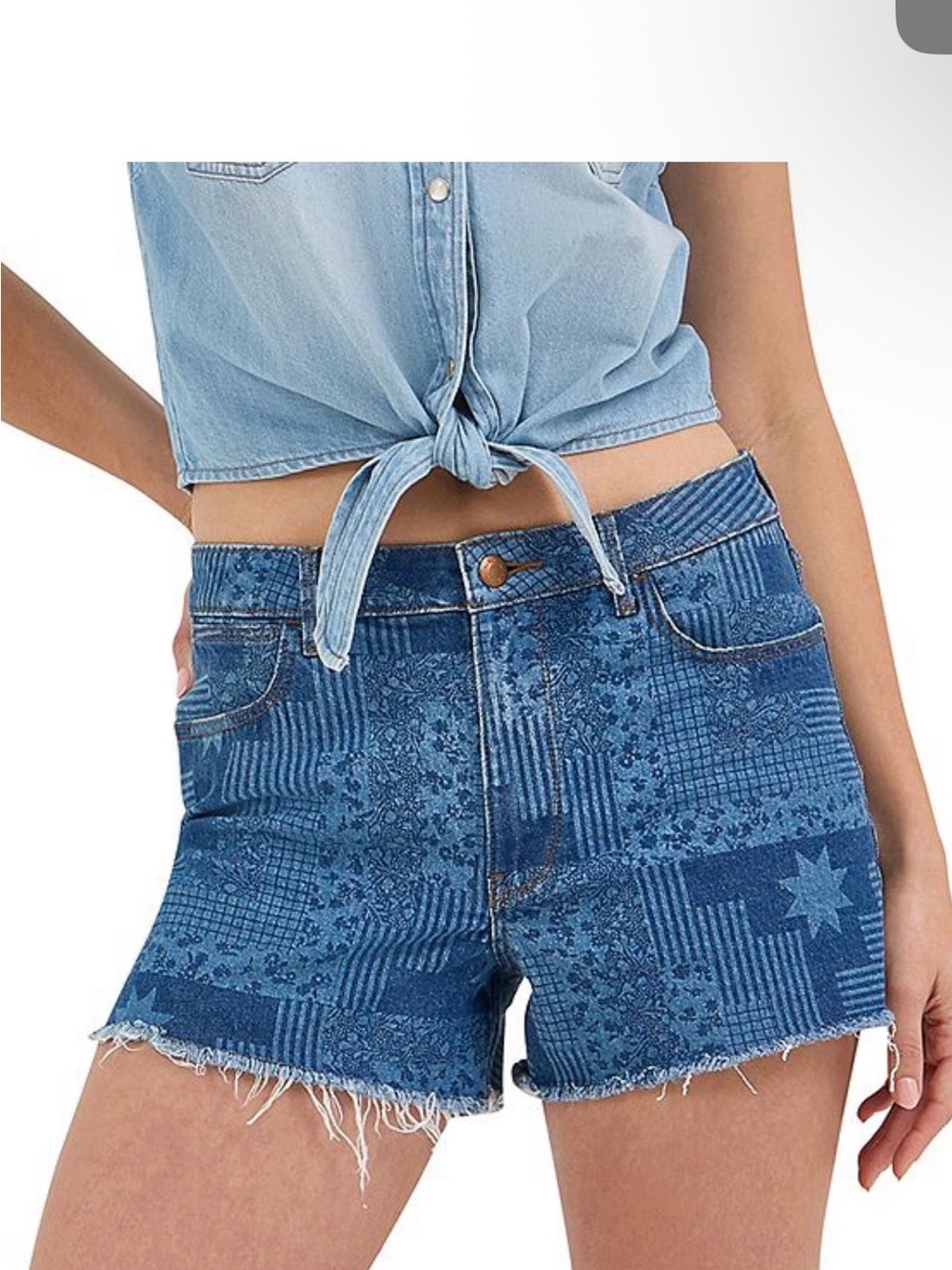 Wrangler Blue Patchwork Denim Cutoff Shorts